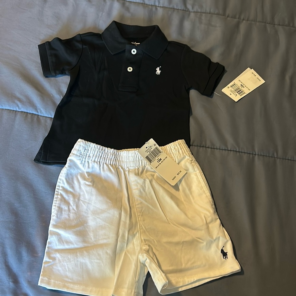 Ralph Lauren polo shirt short set sz 12 months nwt